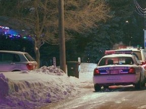 The scene outside the home where the shooting took place in Dorval on Jan. 21.