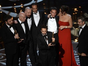 Producer Grant Heslov accepts the Best Picture award for Argo at the Oscars on February 24, 2013 in Hollywood, California.  (Photo by Kevin Winter/Getty Images)