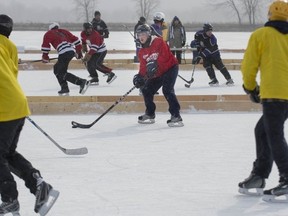 Players from Boston (in yellow) take on a local Montreal team.