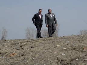 In this 2008 file photo, Arthur Porter, (right) then executive director of the MUHC visits the site of the future super hospital on the Glen Yards with Yanai Elbaz, then director of the redevelopment project. Quebec's anti-corruption unit today announced it had obtained arrest warrants against both men and three others in connection with an alleged fraud involving the superhospital construction contract. . (THE GAZETTE/Allen McInnis)