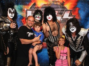 Montreal rock journalist and KISS fanatic Mitch Lafon (pictured here with his children backstage with KISS) is organizing the all-star A World With Heroes KISS 40th Anniversary Tribute Album to benefit The Vaudreuil-Soulanges Palliative Care Centre (All photos courtesy Mitch Lafon)