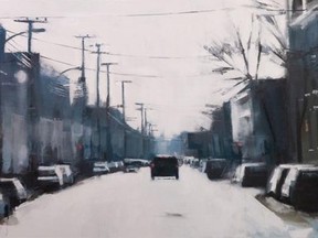 Canadian painter Jeremy Price solo art show at La Galerie ESPACE (4844 St. Laurent) ends on Feb 19.  Then his paintings will be on display in the Seagram Gallery at the Centaur Theatre  (453 Rue  Saint-François-Xavier) from February 25 to April 14. Pictured here: Saint Viateur Traffic / oil on canvas / 24x48 (All visuals courtesy Jeremy Price)