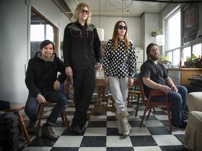 MONTREAL, QUE.: MARCH 11, 2013--The Besnard Lakes, Richard White, Jace Lasek, Olga Goreas, and Kevin Laing at their studio, Breakglass Studio, in Montreal Monday March 11, 2013.  (Vincenzo D'Alto/THE GAZETTE) ORG XMIT: 46146