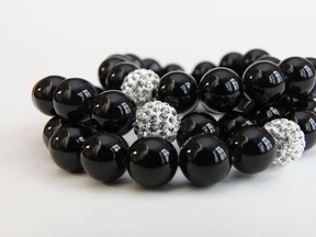 Triple black beads with pavé roundel bracelet (photo courtersy of Polina Fedorova)