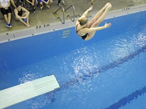 Suzie Lafrance, 25, from the Club de Plongeon Caso at a competition at Vaudreuil-Dorion's pool last March.