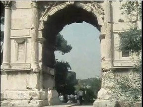 In Gore Vidal’s Armageddon, the U.S. writer and the British TV host Melvyn Bragg discuss the "American Empire" in Rome. Here they are approaching the Arch of Titus, which U.S. president Jimmy Carter was advised to avoid. He did not.
