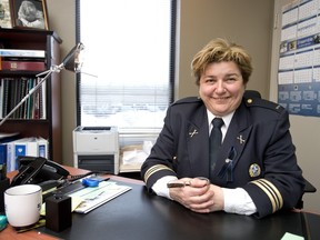 Station 4 Commander Michelle Lacoursière was one of the first 10 female police officers hired by the SPVM. (Graham Hughes/THE GAZETTE)