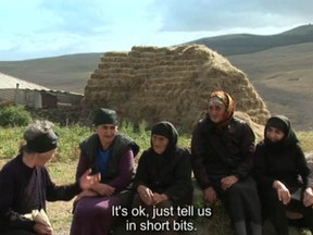 Farm women share stories in a scene from the trailer of Figure of Armen, a documentary by Montreal filmmaker Marlene Edoyan.