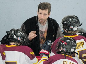 Reginald D'Alton, coach of the HRS Aigles, at a game at the Pointe-Claire Arena.