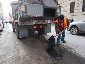 As Montreal council prepares to vote on Friday whether to award a $5 million contract for the provision of asphalt to a collection of firms that includes companies named before the Charbonneau inquiry, Vision Montreal is arguing that the city should consider making its own asphalt. The city will be completely out of the essential pothole patching material as of April 15. (John Kenney/THE GAZETTE)