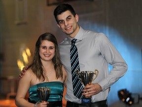 Marie-Pier Corriveau and Jason Galet were named Top Female Athlete and Top Male Athlete at John Abbott College. (John Kenney/THE GAZETTE)