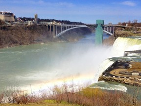 A rainbow in the falls outside the Rainbow Bridge (photo by Marcia Frost)