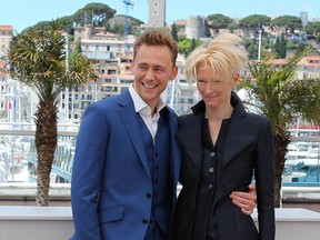 British actors Tom Hiddleston (L) and Tilda Swinton pose on May 25, 2013 during a photocall for Jim Jarmusch's film Only Lovers Left Alive, at the 66th edition of the Cannes Film Festival in Cannes. (LOIC VENANCE/AFP/Getty Images)