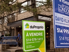 MONTREAL, QUE.: April 9, 2012-- Condos sit for sale on the corner of Sherbrooke street at Metcalfe in Westmount on Monday April 9, 2012. (Tim Snow / THE GAZETTE)