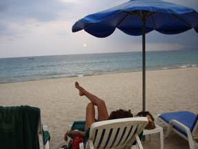 Enjoying sunset on the beach