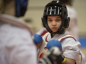 Nada Belfedhal of Pierrefonds concentrates at the start of competition.