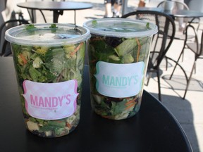 Salads are made fresh but are packaged ready-to-go (photo by Lauren Cracower)