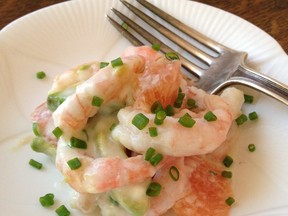 Matane shrimp salad with avocado and grapefruit ( Photo: Joanna Notkin)