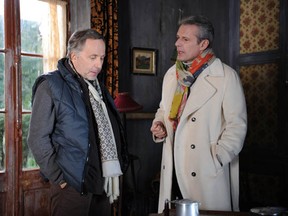 Serge Tanneur (Fabrice Luchini) et Gauthier Valence (Lambert Wilson) in Molière à Bicyclette. Metropole Films.