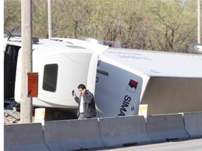 The overturned truck was cleared from the road to allow traffic to flow.