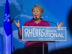 Quebec Premier Pauline Marois addresses the PQ National Council earlier this month in Quebec City. A CROP survey published this week suggests 65 per cent of Quebecers are dissatisfied with Marois' government and that the PQ is trailing the Quebec Liberals by 14 points THE CANADIAN PRESS/Clement Allard
