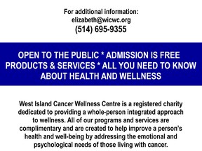 COMMUNITY WELLNESS FAIR benefiting the West Island Cancer Wellness Centre - Bringing together community direct-to-home, small for-profit and non-profit local businesses all geared towards wellness.