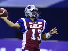 Veteran Als QB Anthony Calvillo gets the start Thursday against Hamilton.
Paul Chiasson/Canadian Press