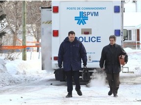 Scene outside house in Dorval in January after the accused allegedly shot his older brother.