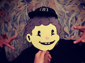 A masked model showing off one of the brand’s latest caps. (photo courtesy of Empty Can)