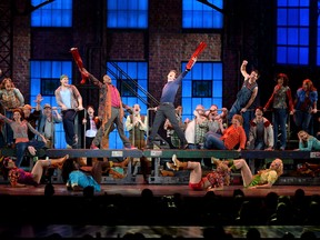 The cast of Kinky Boots performs onstage at the Tony Awards  on June 9, 2013 in New York City.  (Photo by Andrew H. Walker/Getty Images)