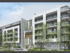 A sketch of the 115-unit, six-storey condo building being proposed for Gouin Blvd. at Aumais St. in Pierrefonds-Roxboro. The borough council is expected to decide at a special council meeting, June 19, 2013.
