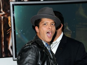 Bruno Mars at the Nokia Theater in L.A. in November 2011. Photographers from the media were not allowed at Mars's Bell Centre concert on July 5.  (Photo by Jason Merritt/Getty Images)