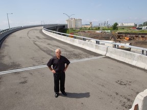 Dorval Mayor Edgar Rouleau, July 24, 2013, pictured here on the unfinished ramp from Pierre Elliott Trudeau Airport to Highway 20 eastbound.