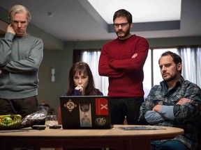 Benedict Cumberbatch (Julian Assange), Carice van Houten (Birgitta Jónsdóttir), Daniel Brühl (Daniel Domscheit-Berg) and Moritz Bleibtreu (Marcus) star in "The Fifth Estate" which reveals the quest to expose the deceptions and corruptions of power that turned an Internet upstart into the 21st century's most fiercely debated organization. (From the Facebook page of the film The Fifth Estate)