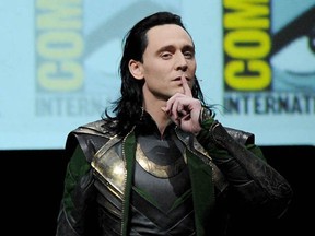 "Shhhhh. . . " Actor Tom Hiddleston speaks at Comic-Con International 2013 at San Diego Convention Center on July 20, 2013 in San Diego, California.  (Kevin Winter/Getty Images)