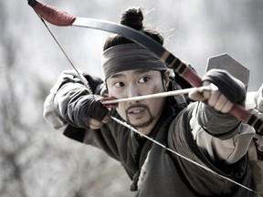 Skilled archer Nam-yi (Park Hae-il) is determined to rescue his sister after she is kidnapped by invaders, in the Korean film War of the Arrows.