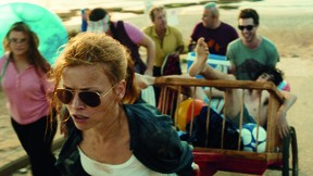 Karoline Schuch and Doron Amit (in sunglasses) star in the new German/Israeli film Hannas Reise (Hanna's Journey).
