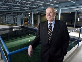 Mayor of Pointe-Claire Bill McMurchie in the Pointe-Claire water filtration plant.
