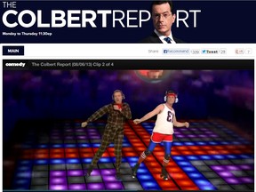 That's Bryan Cranston and Stephen Colbert in some digiwonderland. Watch the video.