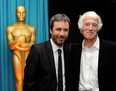 Director Denis Villeneuve (L) and his cinematographer Roger Deakins at a reception to honour the Foreign Language Film Award directors at the Academy of Motion Pictures Arts and Sciences on February 25, 2011 in Beverly Hills, California.  (Kevin Winter/Getty Images)