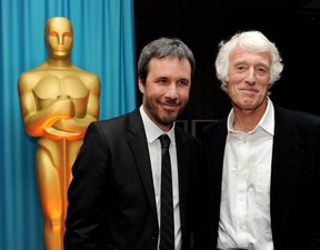 Director Denis Villeneuve (L) and his cinematographer Roger Deakins at a reception to honour the Foreign Language Film Award directors at the Academy of Motion Pictures Arts and Sciences on February 25, 2011 in Beverly Hills, California.  (Kevin Winter/Getty Images)