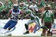 Receiver S.J. Green committed a costly fourth-quarter fumble against the Riders on Saturday.
Liam Richards/Canadian Press