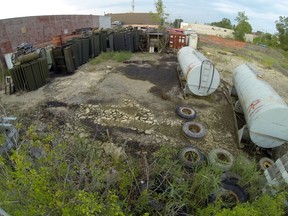 The yard outside the Reliance building on Hymus.