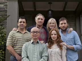 Cast of the U.S. film The Red Robin. In the front row: C.S. Lee, left,  and Jaime Ray Newman. Back row: Joseph Lyle Taylor, left, Judd Hirsch, Caroline Lagerfelt and Ryan O'Nan.