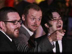 Actors Nick Frost, Simon Pegg and director Edgar Wright. (Photo by Chris Jackson/Getty Images)