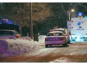 The scene outside the house in Dorval on Jan. 21 after the shooting.