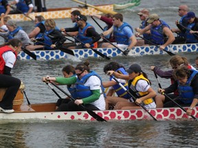 Dragon Boat racers raise funds for the Cedars Cancer Institute's CanSupport Program.