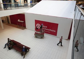 The Target chain is constructing a new store in Alexis Nihon Plaza, in Montreal. Target said it will open 16 stores in Quebec  this fall: seven on Sept. 17, including one in Montreal’s Place Vertu mall, and another nine on Oct. 18.(Dave Sidaway / THE GAZETTE)