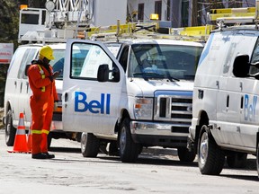 Bell workers technicians upgrade wiring in NDG.