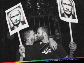 Official poster for the Sept 8 Kiss-In that will take place in front of the Russian Consulate in Montreal (All photos courtesy Christian S. Généreux)
